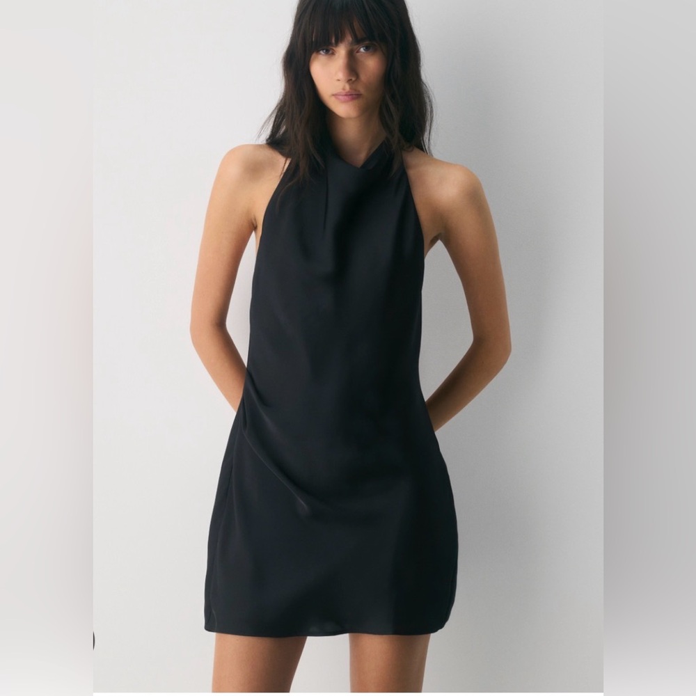 Aritzia Black Halter Mini Dress
